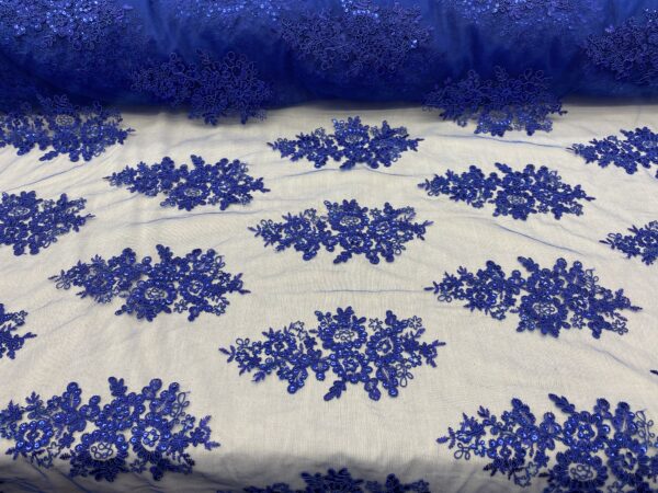 LA Fabric Spot Inc, sequin lace fabric with embroderies on mesh