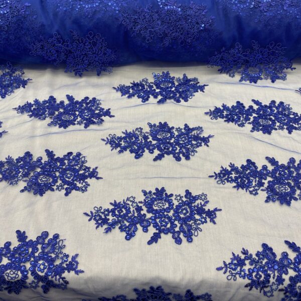 LA Fabric Spot Inc, sequin lace fabric with embroderies on mesh