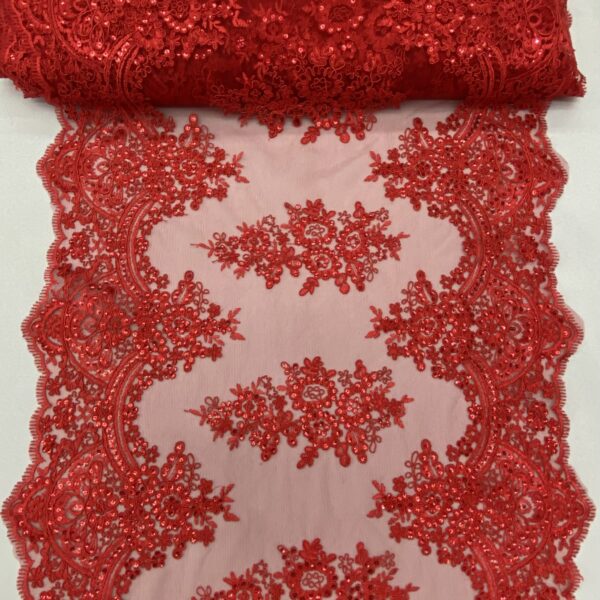 LA Fabric Spot Inc. sequin lace fabric with embroderies on mesh