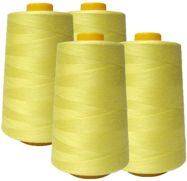 LA Fabric Spot Inc. 4 Pack of 6000 (24,000 Total) Yard Spools Sewing Thread All Purpose 100% Spun Polyester Overlock Cone